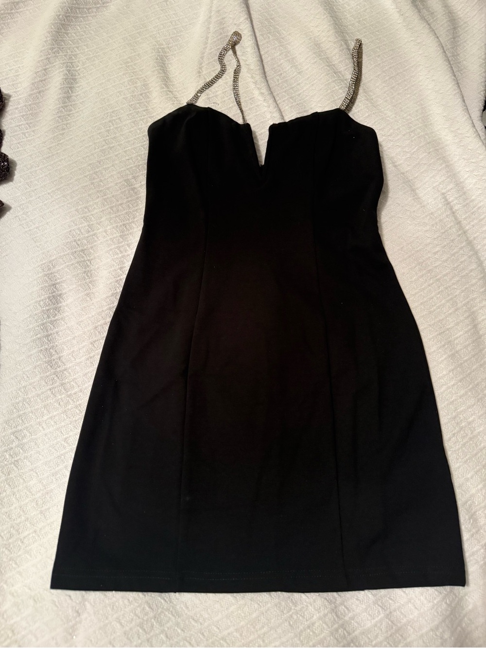 Forever 21 Black Mini Dress with Rhinestone Spaghetti Straps